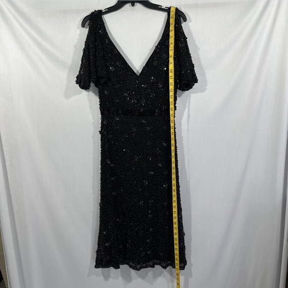 NEW $498 Mac Duggal [ 8 ]‎ Cold Shoulder Sequin Sheath Dress in Black - Picture 4 of 15